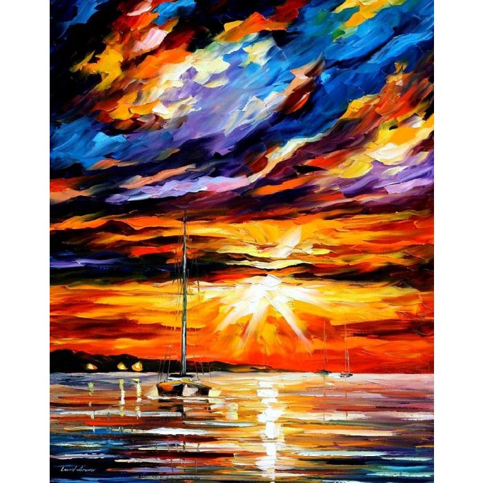 alley by the lake, alley by the lake Leonid Afremov, Leonid Afremov alley by the lake